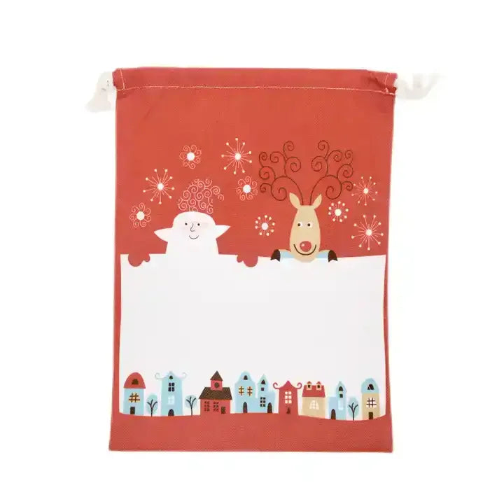 RubySub Top Selling Newly Design Sublimation Santa Sacks Drawstring Christmas Gift Bag Sublimation Christmas Bags