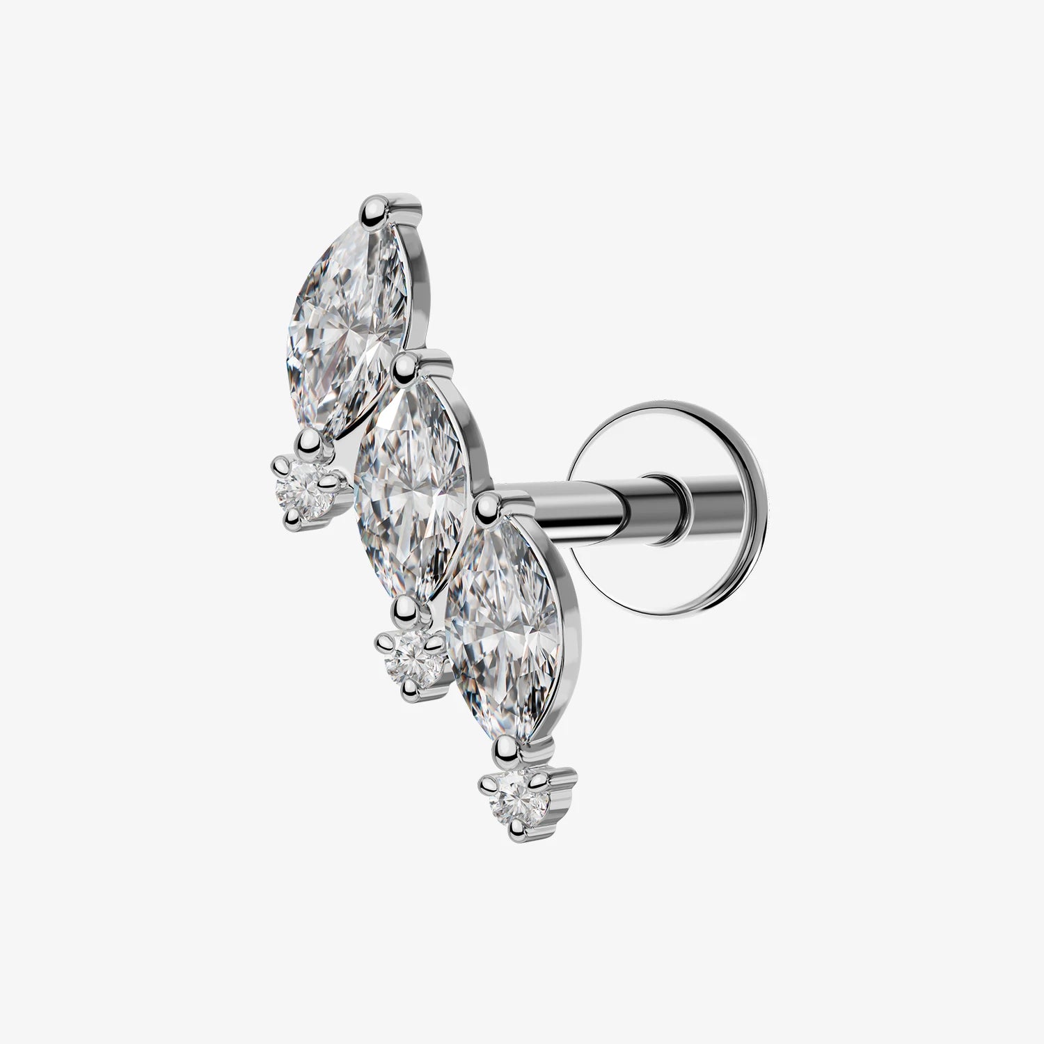 TOPOSH ASTM F136 Titanium Zircon Internally Threaded Labret Helix Flat Back Earrings Cartilage G23 Body Children Weddings Gifts
