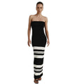 Fashion Striped Wrap Knitted Dress Elegant Slim Sleeveless Bodycon Knit Sweater Dress Knitted Dress for Women