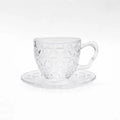 Clear Hand Blown Custom High Borosilicate  Tea Coffee Glass Cup Set with Saucer Plate