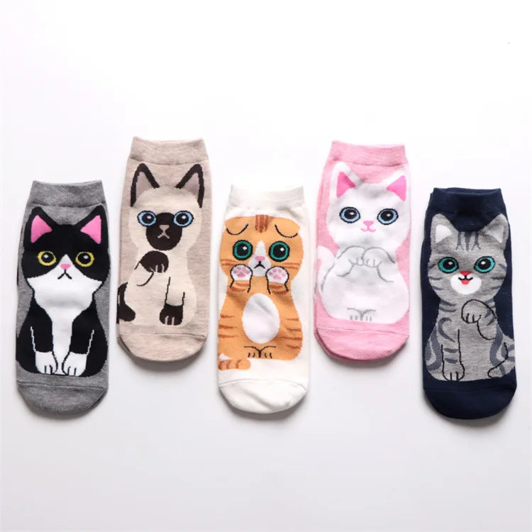 Funny Cute Socks Cartoon Cat Animal Cotton Socks Fashion Low Cut Ankle Socks