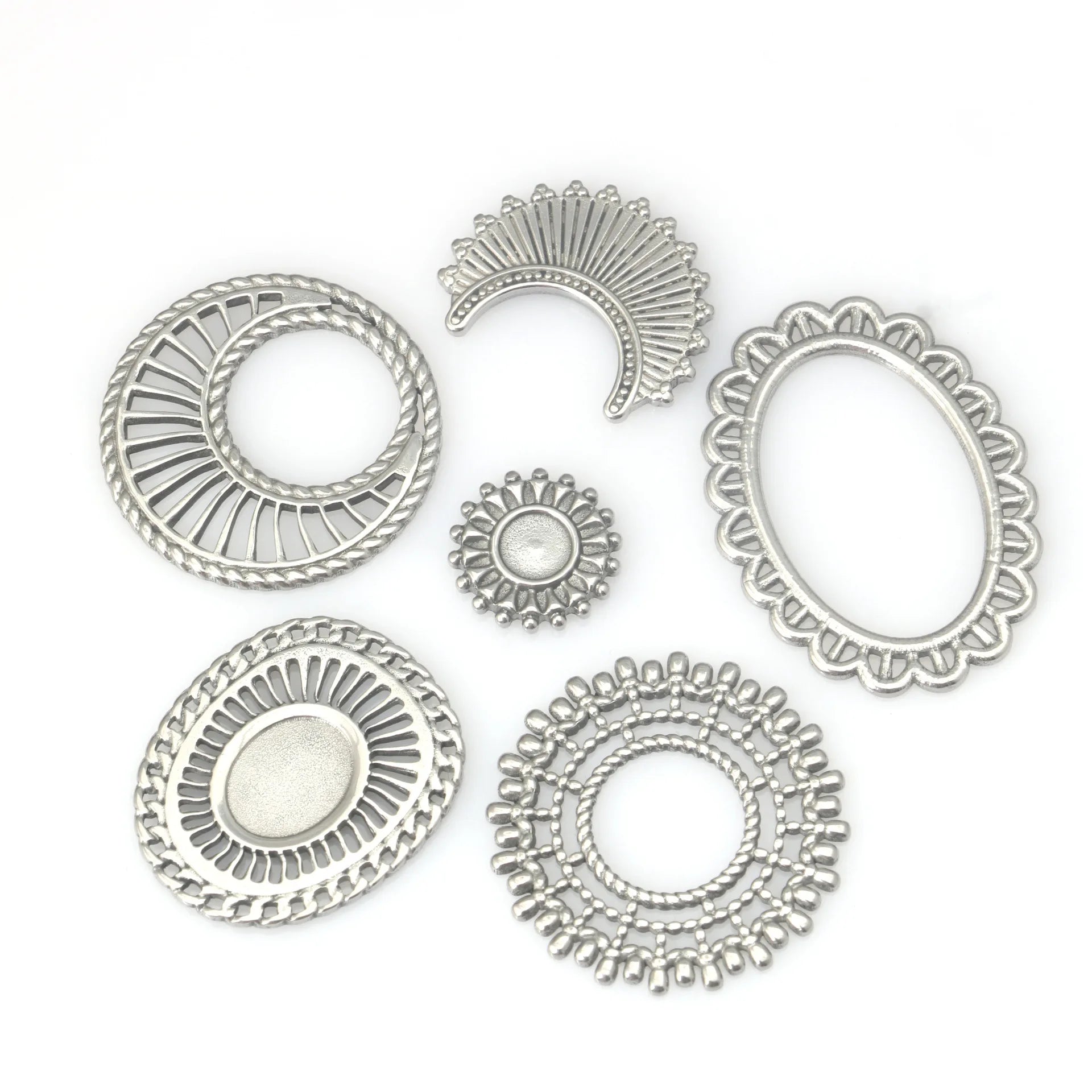 Stainless Steel Geometric Circular Pendant Earrings Necklace Bracelet Diy Stainless Steel Jewelry Accessories