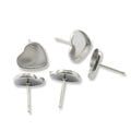 200pc Stainless Steel Heart Bezel Setting Gemstone Earring Cabochons Blank Base Accessories for Handmade Stud Earring Making