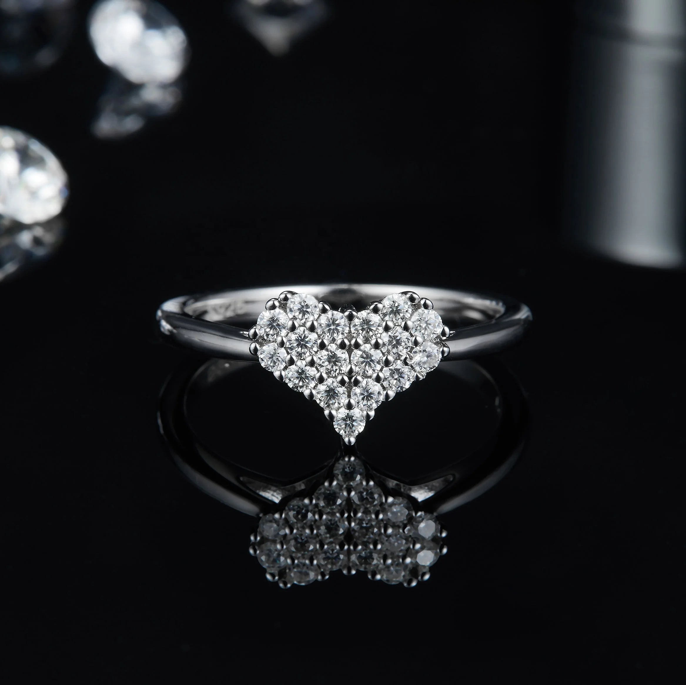 Abiding Jewelry Wholesale Silver Gold GRA Certify Vvs Moissanite Diamond Heart Shape Moissanite Ring