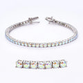XingyuegemsTrendy Jewelry 925 Sterling Silver Chain 3mm Round Brilliant Cut AB Color Synthetic Moissanite Tennis Bracelet