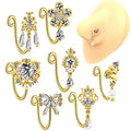 Gaby New Design Gold Plated Dangle Nose Cuffs Face Nose Ring Cuff Bulk Clip Non Piercing Fake Nose Rings