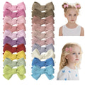 Wholesale Solid Color Vertical Striped Children's Hair Clips Soft Fabric Hair Bow with Clip Candy Color Bow Clips for Girl