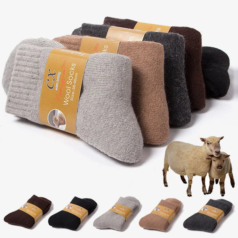 1 Pairs Winter Warm Women Socks Wool Male Men Super Thicker Solid Merino Wool Socks Against Cold Snow Terry Socks