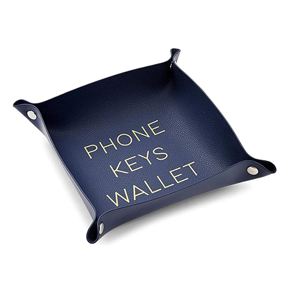 Luxury Fashionable Letter Pattern Square Handmade Leather Jewelry Display Tray Home Office Desktop Organization Valentine's Day