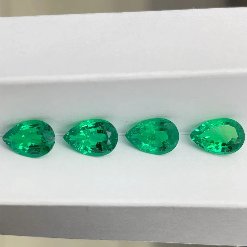 Starsgem 7*5mm-14*10mm Pear Cut Colombian Emerald With Inclusion Lab Grown Emerald Hydrothermal Emerald Factory Price