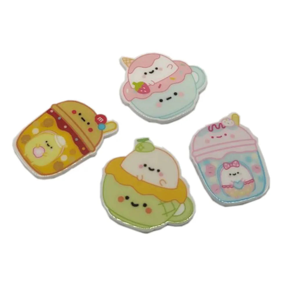 Novel Kawaii Acrylic Material Beads 100pcs Cute Flatback Drink Animal Cabochons DIY Stickers