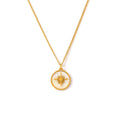 Vintage Dainty Women Necklace Gold Plated Stainless Steel Round Shell Pendant Choker Necklace