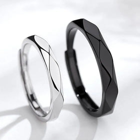 SC Hot Sale Korean Black Silver Couple Rings Gift Trendy Open Adjustable Rings Fashion Simple Designer Rings for Couple