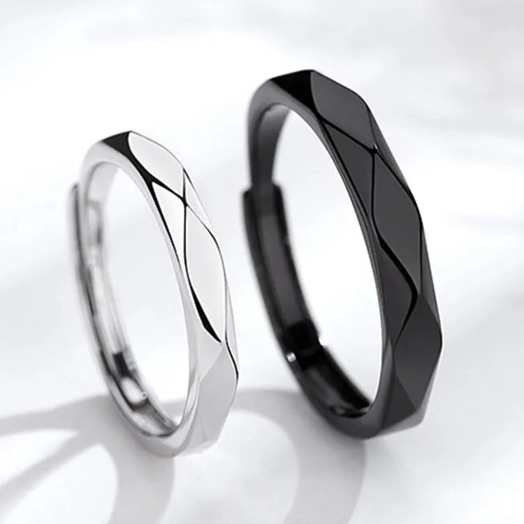 SC Hot Sale Korean Black Silver Couple Rings Gift Trendy Open Adjustable Rings Fashion Simple Designer Rings for Couple