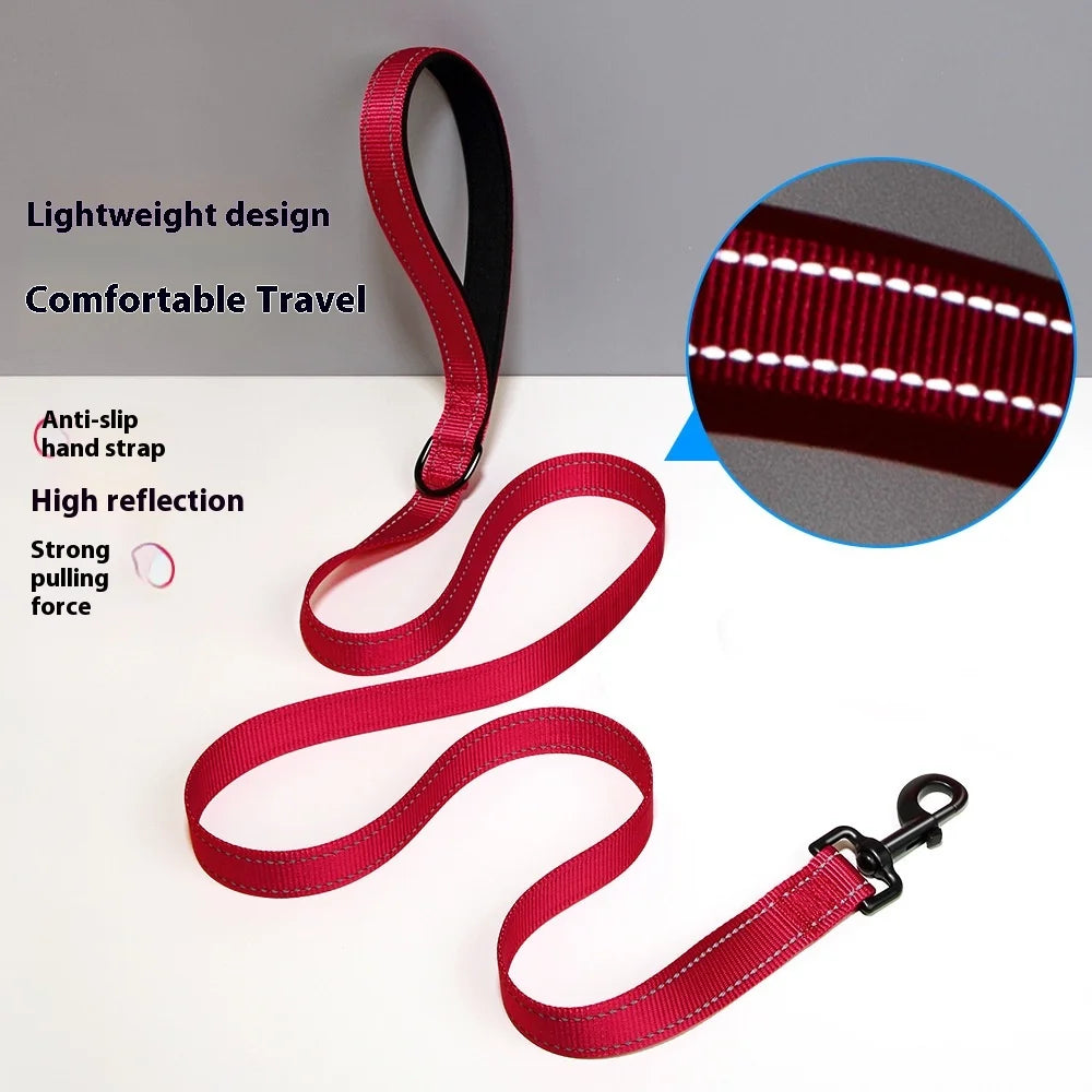 For Amazon Explosions Reflective Dog Traction Rope Large Medium Small Dogs Go Thickened Pet Dog Walking Rope Solid Silk Nylon