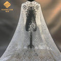 3D Ivory Beaded Lace Fabric Embroidered with Sequins Evening Dress White Lace Fabric Veils Embroidered Lace Tulle Fabric