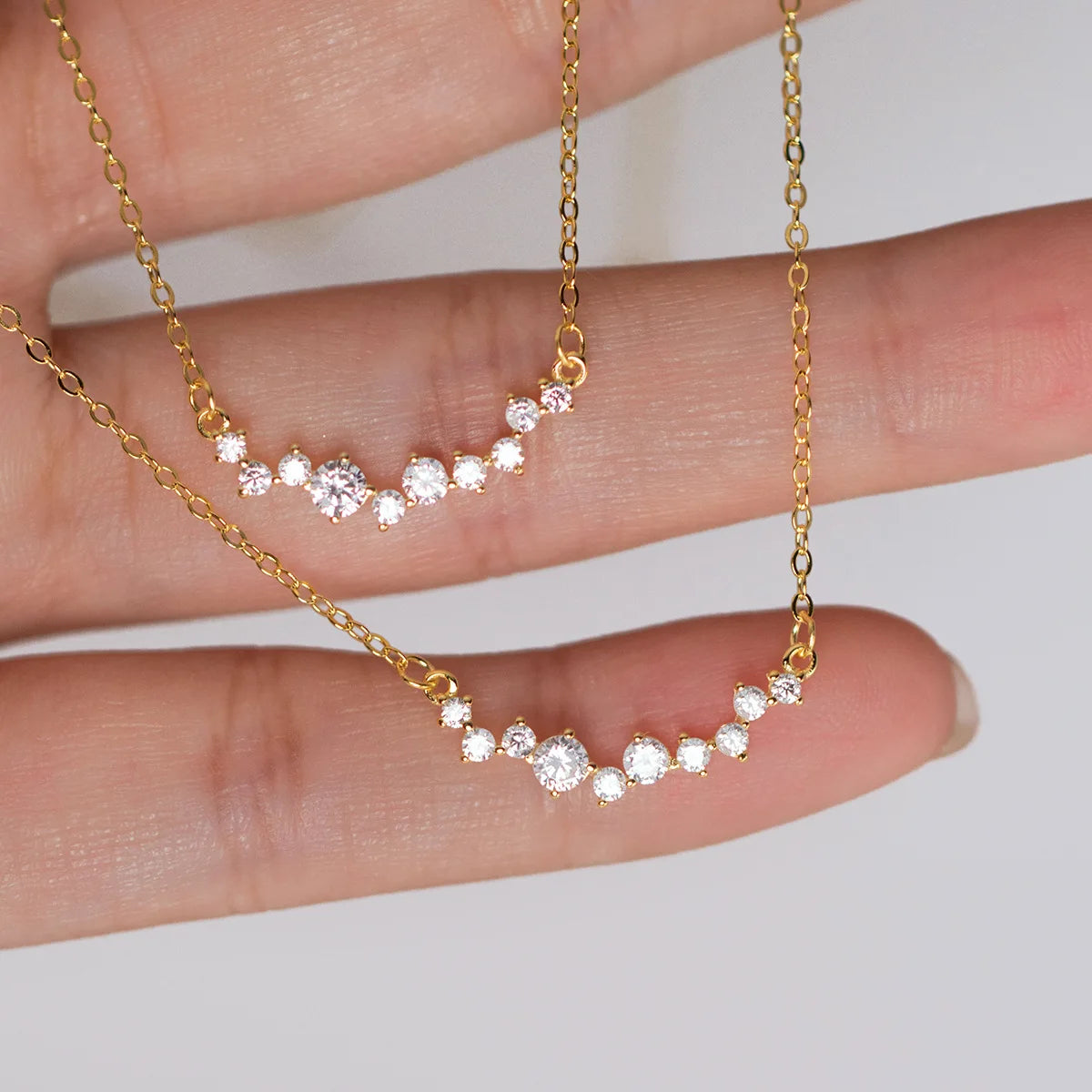 Daidan Elegant Necklace Jewelry Dainty Necklace Sterling 925 Sterling Silver Irregular Cz Necklaces for Women Gold Plated