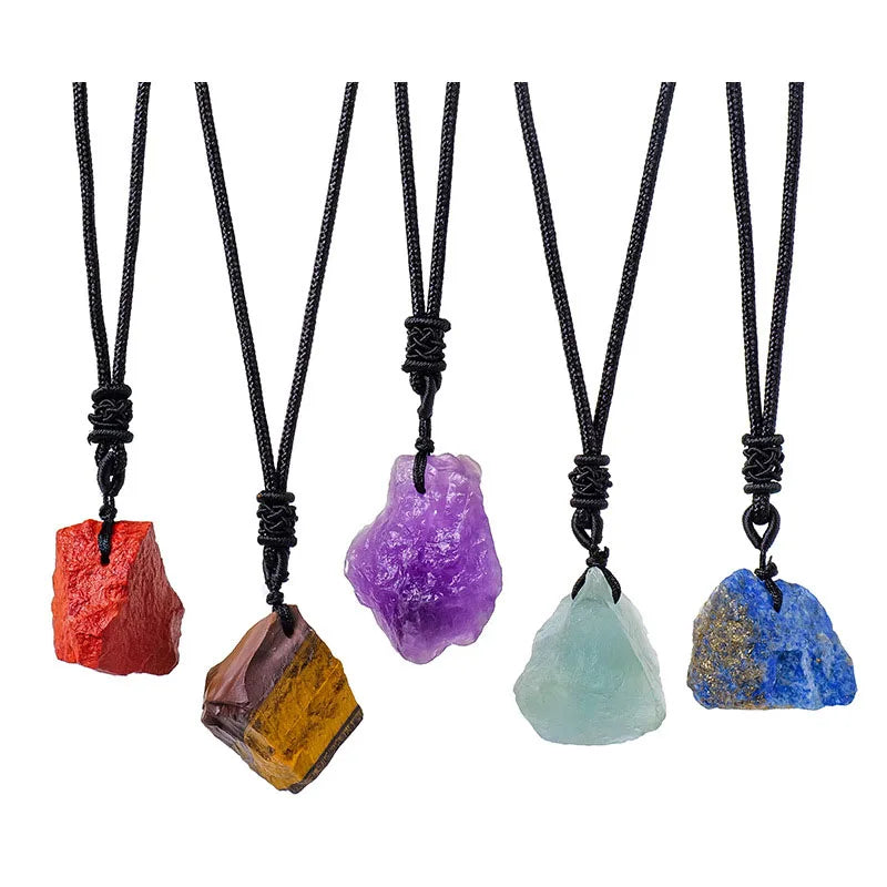 Wholesale Amethyst Citrine Tiger Eye Necklace Rose Quartz Tourmaline Gemstone Pendant Necklace Natural Stone Necklace