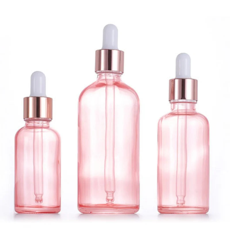 Hot Sale Premium Pink 10ml 5ml 20ml 30ml 50ml 100ml Round Shoulder White Dropper Glass Skin Care Cosmetic Oil Dropper Bottle