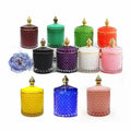 Luxury Glass Candle Jars Candle Vessels for Wedding with Lid 10 Oz Blue Customized Logo Valentine's Day Candlestick Holder 42