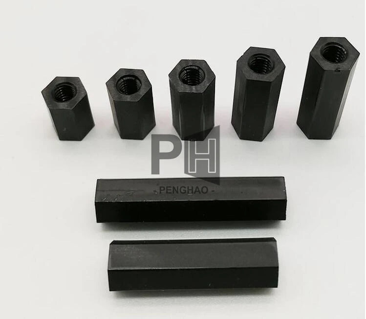 Black Nylon Standoff M3 M4 Female to Female Nylon Plastic Spacer Pillar Long Hex Nut Coupling Nut