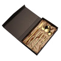 Shiny 304 Stainless Steel Flat Handle Flatware Cutlery Set Silverware Tableware Set