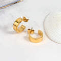 2023 Fashion Chunky Engravable Cc Stud Earrings Stainless Steel 18k Gold Plated Hypoallergenic Daily Wear 5mm Wide Earrings