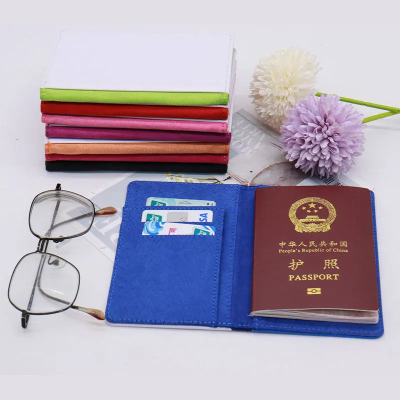 Factory Manufactured Plain Cute PU Leather Passport Cover Sublimation Airtag Passport Holder for Business Card Fashion Style