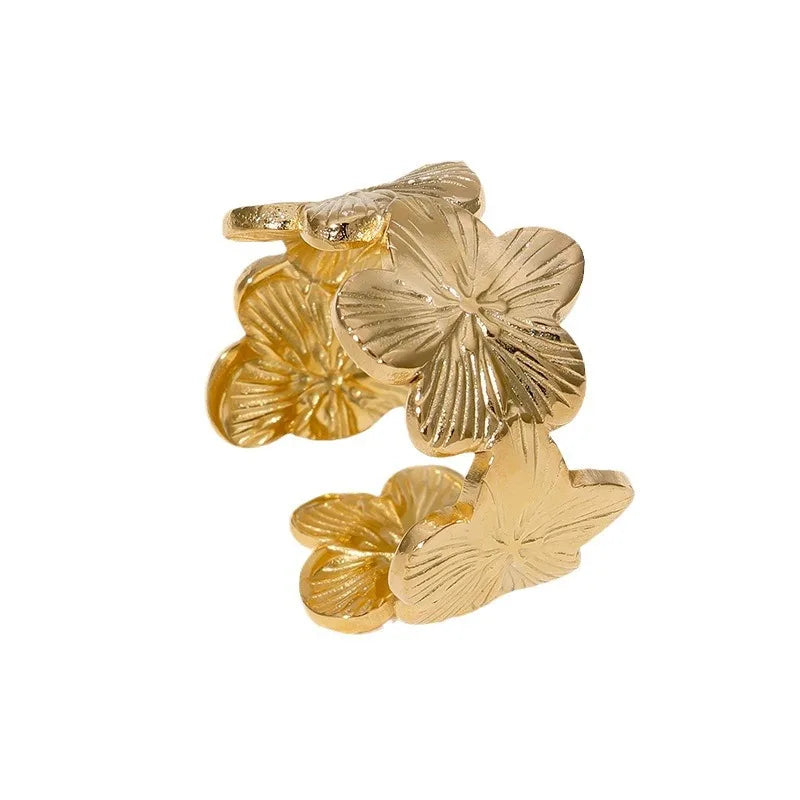 BM Non Tarnish Jewelry Wholesale 18k Gold Stainless Steel Flower Women's Ring