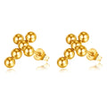 Fashion Women 18k Gold Plated Stainless Steel Waterproof Women Girl Small Ball Bubble Cross Stud Earrings