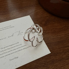 Fashion Hollow Big Flower Party Gifts Rings for Women 925 Sterling Silver Fine Jewelry