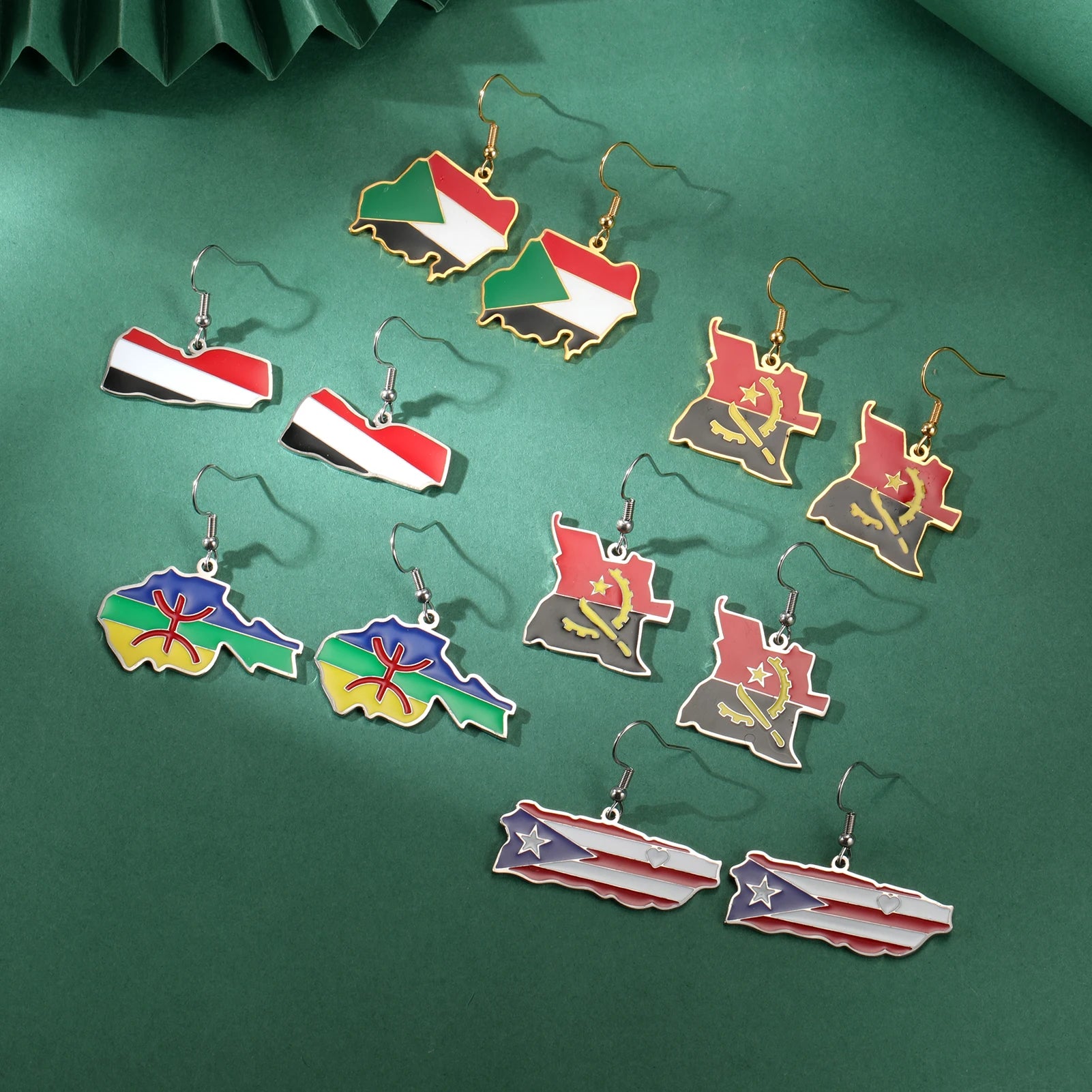 Hot Sale Oil Enamel Country Earrings Stainless Steel Custom Country Engraved Earrings Gold Plated Custom World Country Shape