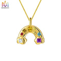 18K Gold Plated Personality Inlay Colorful U Shaped Cubic Zirconia Necklace Cross Pendant Jewelry for Women Main Material Brass