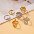 New Arrival 2025 Trending Stainless Steel Jewelry Wholesale 18K Gold Plated Dainty Snake Adjustable Finger Ring Woman for Gift