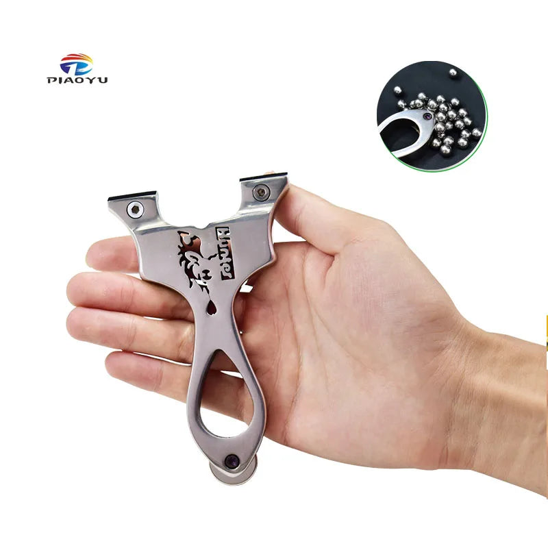 Piaoyu Fast Pressing Stainless Steel Slingshot Flat Leather High Power Shooting Outdoor Professional Hunting Competition