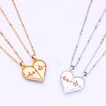 Korean Simple Splicing Magnetic Couple Necklace ECG Love Heart Bff Necklace Friendship for Gifts