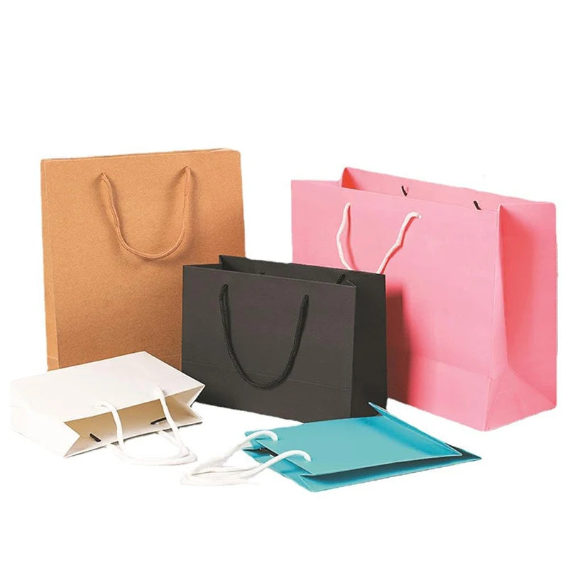 Custom Logo Printed Eco-Friendly Reusable Shopping Paperboard Bags Bottom Gusset Carrying Handle for Gift Shop Use