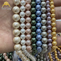 Goldleaf Jewelry Natural White Shell Pearl Round Loose Strand Round Beads Shell Pearls Strand 38-39cm for Jewelry Making