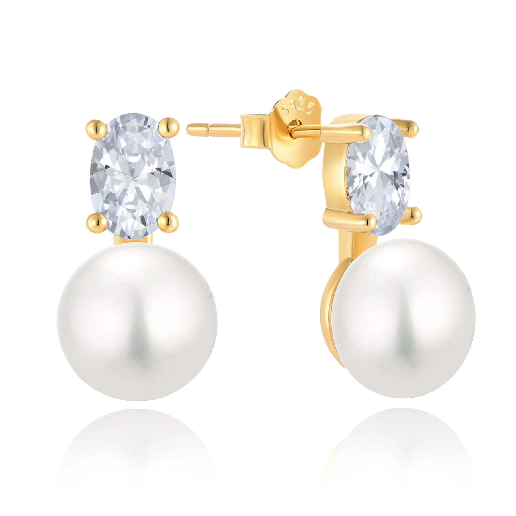 QX Custom Luxury Fine Jewelry 18K Gold Plated 925 Sterling Silver Zircon Mother Gift Freshwater Pearl Drop Earrings Women
