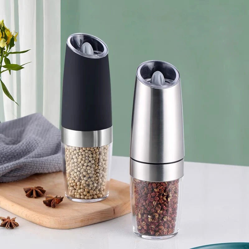 Black Pepper and Sea Salt Automatic Electric Grinder Stainless Steel Mill for Grain Grinding Black Bottle Design