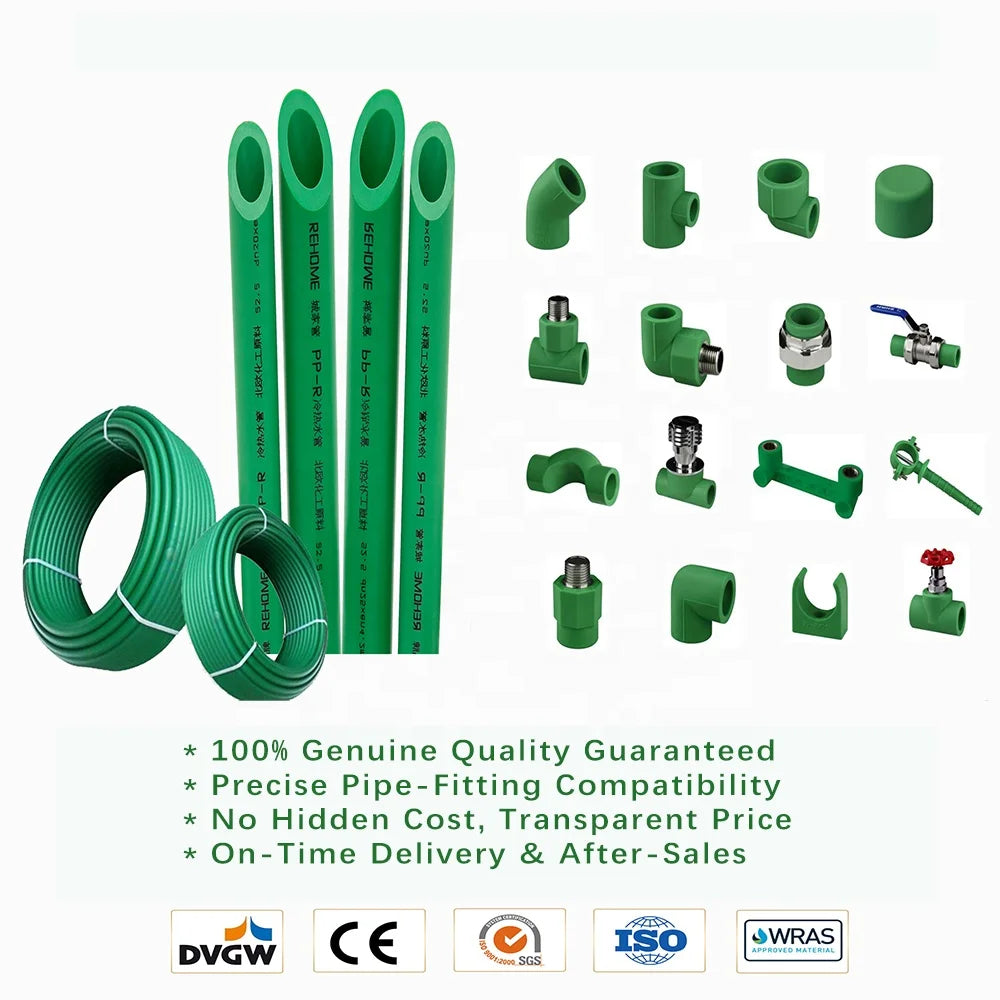 Hot and Cold Water Supply PPR Pipe Green ppr pipe 75mm green PPR Pipes for Residential and Commercial Plumbing Systems