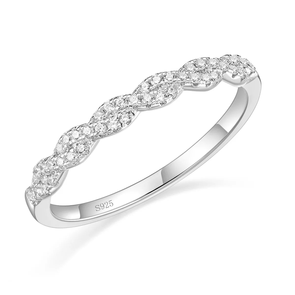 OAHLAN Diamond Fine Jewelry Custom Eternity Rings 1mm VVS1 Clarity 925 Sterling Silver Moissanite Half Wedding Band for Women