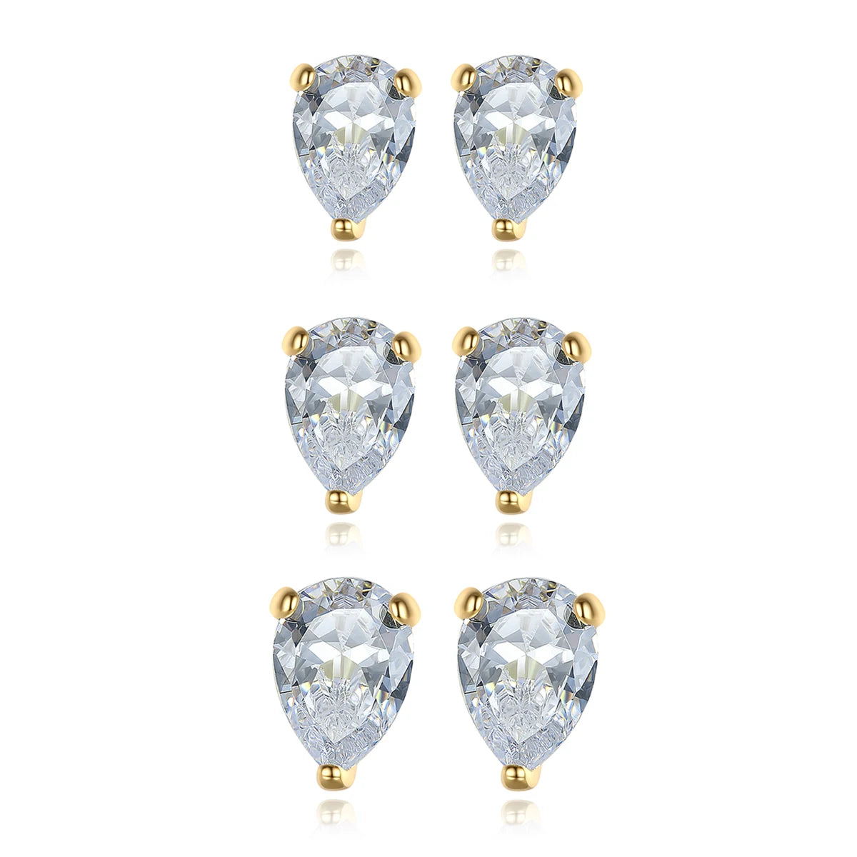 CZCITY Stud Earring Fashion Silver Men Male Gold Woman Ear 14K Waterdrop Cubic Zirconia Small Earring