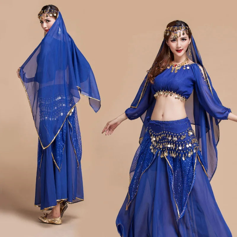 2026 Women Belly Dance Costumes High Quality Dancing Wear Tops & Skirt & Waist & Head Decoration& Wrist Chain Stage Clothing