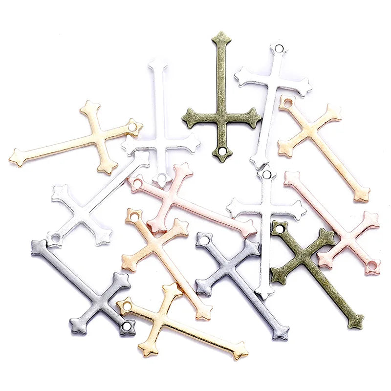 YuenZ 100jpcs/bag 7 Colors Zinc Alloy Cross Charms for Necklace Earrings Pendant DIY Jewelry Marking 23*14mm T105