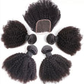 New Fashion Virgin Brazilian Cuticle Aligned Human Hair Vendors Afro Kinky Curly Transparent HD Lace Closure with Bundles