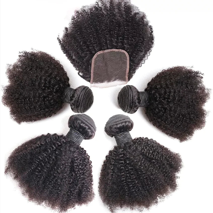 New Fashion Virgin Brazilian Cuticle Aligned Human Hair Vendors Afro Kinky Curly Transparent HD Lace Closure with Bundles