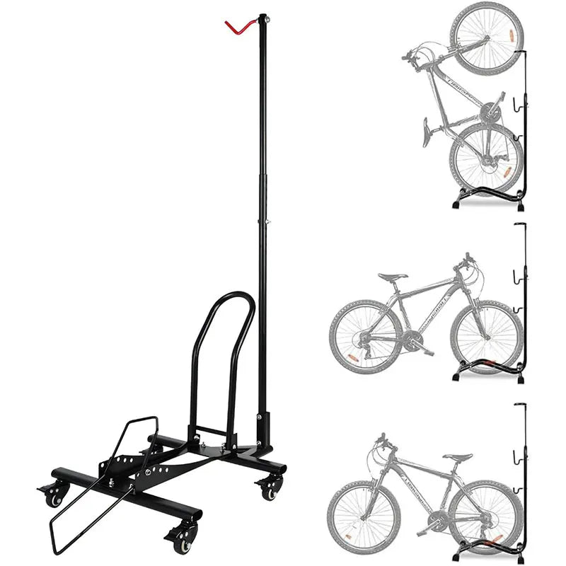 Vertical Bike Parking Rack Adjustable Height Bicycle Stand MTB Road Folding Bikes Garage Storage Stand High Carbon Steel 25kg