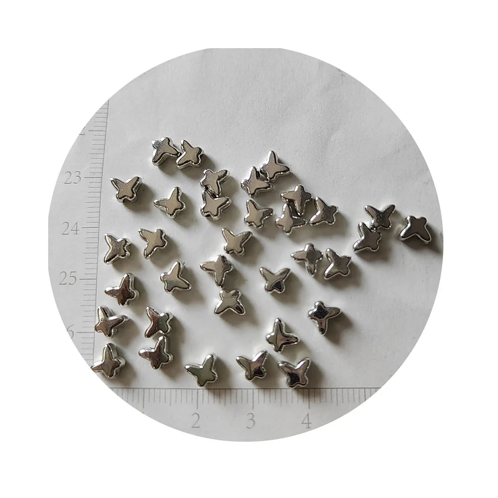 Antique Silver Color Butterfly Beads With Small Hole for Jewelry Making Accessories