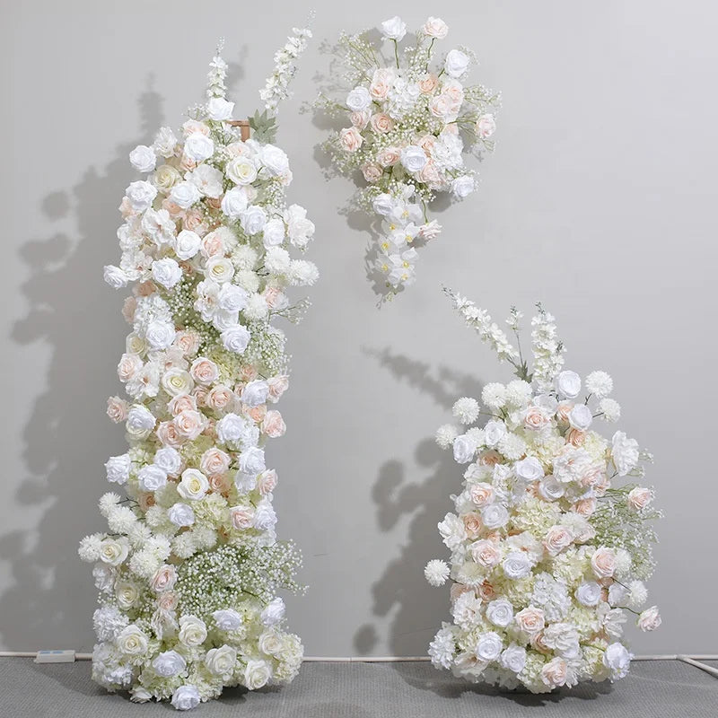 Wholesale Artificial Rose Babysbreath Silk Flower Runner Backdrop for Wedding Table Floor Arrangement Decoration